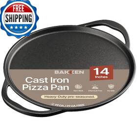 B0g169nn7j Bakkenmaster Bakken Cast Iron Pizza Pan 14 Inch Naturally Pre-seasoned Nonstick Baking