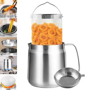 Bakpoco 695641406023 2l Stainless Steel Oil Filter Pot Bacon Grease Container With Strainer And Deep
