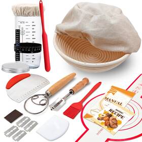 B0d4vdz92q Bantbskt Sourdough Starter Kit Banneton Bread Proofing Basket 24oz Jar Recipe Book