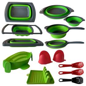 Barabara 060896960227 10 Pcs Silicone Telescopic Collapsible Strainers With Handles Foldable Bowl