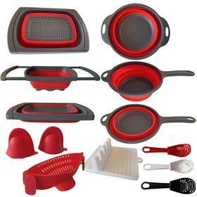 Barabara 060896960234 Silicone 10 Pcs Telescopic Collapsible Strainers With Handles Foldable Bowl