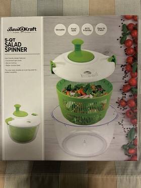 Nv-09329 Basil & Kraft And 5-quart Salad Spinner Green White Clear Easy Clean Food Safe