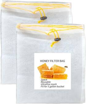 Beeuuonx 313047462459 Honey Strainer Filter Bag Ultra-fine Mesh Adjustable Drawstring 2pc