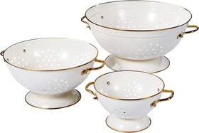 Befare 313055885882 Metal Colander Set Of 3 Strainer Basket With Handles Perfect For Spaghetti Pas