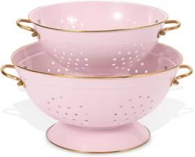 Befare 313104174165 Metal Colander Set Of 2 Strainer Basket With Handles 3.5 And 5 Quart Powder Coated S