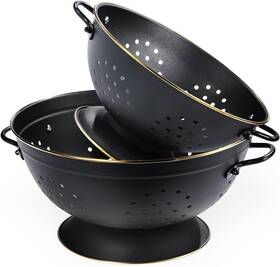 Befare 720721908705 Metal Colander Set Of 2 Strainer Basket With Handles Perfect For Spaghetti Pasta