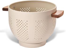 Befare 726084264434 Metal Colander With Wood Handle And Stable Base Powder Coated Steel Kitchen Str