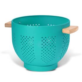 Befare 772168883862 Metal Colander With Wood Handle And Stable Base Powder Coated Steel Kitchen