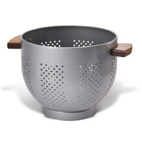 Befare 772168883886 Metal Colander With Wood Handle And Stable Base Powder Coated Steel Kitchen