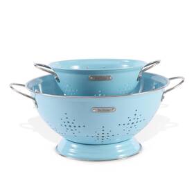 Befare 787942206393 Metal Colander 2 Pack Strainer Bowel With Handles Quart And 6 Powder Coated So