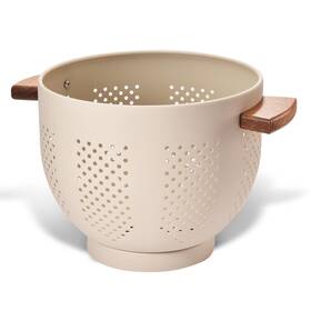 Befare 787942219683 Metal Colander With Wood Handle And Stable Base Powder Coated Steel Kitchen S