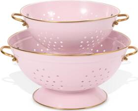 Befare 787942219751 Metal Colander Set Of 2 Strainer Basket With Handles 3.5 5 Quart Powder Coated For