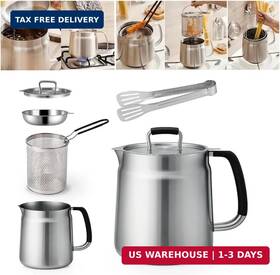 Bella Cooks 780518789047 68oz 3-in-1 304 Stainless Steel Oil Filter Pot With Fine Mesh Strainer Frying B Bella Cooks 780518789047 68oz 3-in-1 304 Stainless Steel Oil Filter Pot With Fine Mesh Strainer Frying B