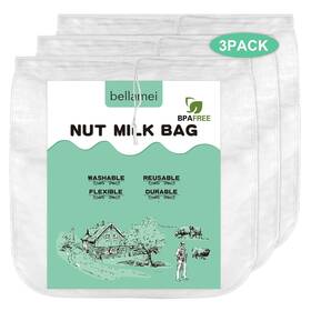 Bellamei 791535709574 3 Pack 14 Inch X14 Nut Milk Bag Extra Large Reusable Food Strainers Bags For Str