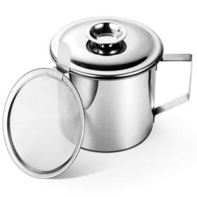 Benkhard 884508588457 Bacon Grease Container With Stainless Steel Strainer Perfect As Pan Gr