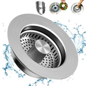 Bs-ksds002-sr1 Besirugic Upgraded 3 In 1 Stainless Steel Kitchen Sink Drain Strainer Stopper Basket