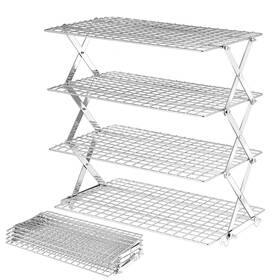 B0flqf89xd Bewos 4 Tier Collapsible Cooling Rack - Adjustable Stainless Steel Baking W