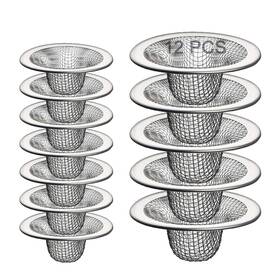 Glw2-5 Beyoslf 12pcs Stainless Steel Mesh Sink Drain Strainer Filter Hair Catcher