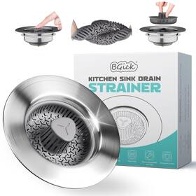 Dl-01 Bgick Silicone 3 In 1 Kitchen Sink Drain Strainer And Stopper Combo 304 Stainless