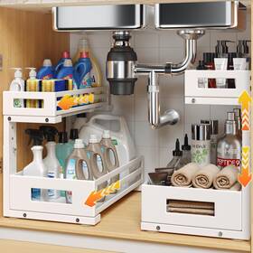 Banjin-r-01 Biboraya 2-pack Under Sink Organizers And 2 Pack-15.7 Inch Dx11.2 -16.5 H White Banjin-r-01 Biboraya 2-pack Under Sink Organizers And 2 Pack-15.7 Inch Dx11.2 -16.5 H White