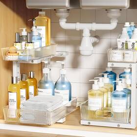 Ykl-01 Biboraya 2 Pack Under Sink Organizer 2-tier Pack-10.62 Inch -15.5 H White