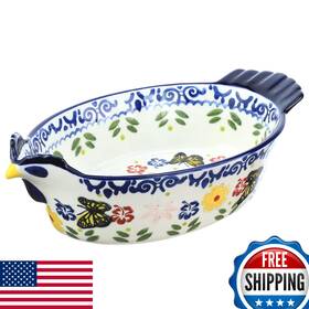 B0bzp7cl3m Bicuzat Vintage Butterfly Flower Pie Pan Chicken Ceramic Bake Dish For Oven
