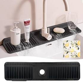 Lsd1002 Bilimili 24 Inch Silicone Faucet Mat For Kitchen Sink L X5.5 W X 0.8 H Black