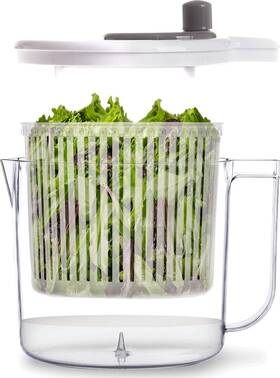 12148-dgy Bino Salad Spinner - 2.6 Quart Small Manual Lettuce With Built-in Draining System 12148-dgy Bino Salad Spinner - 2.6 Quart Small Manual Lettuce With Built-in Draining System
