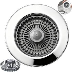 Blazeavian 705353602443 Solid Brass Body 3-in-1 Kitchen Sink Drain Strainer And Stopper Heavy Duty Pop Up