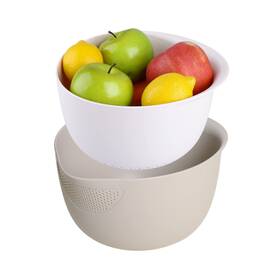Blue Ginkgo 809732470165 Rice Strainer And Kitchen Colander Set 4-quart Bowl Cream Limestone