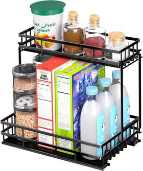 Be-008 Boeetech Under Sink Organizers And Storage 2 Tier Bathroom Cabinet Black