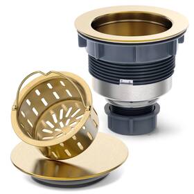 Botemy 728944840857 Stainless Steel Gold Sink Drain Strainer 3-1/2ftft Kitchen Assembly