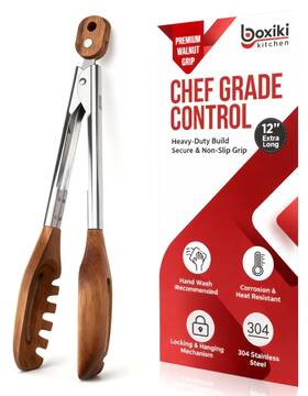 Ktcn310 Boxiki Kitchen 3-in-1 Tongs And Pasta Server 12 Inch Walnut Multifunction W Ktcn310 Boxiki Kitchen 3-in-1 Tongs And Pasta Server 12 Inch Walnut Multifunction W