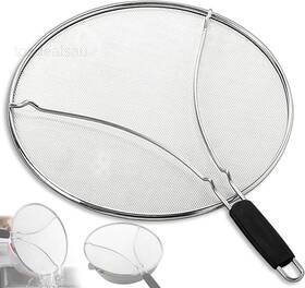 Plt09 Brand Plachiday Splatter Screen For Frying Pan And Food Strainer 13 Inch Stainless Steel Black