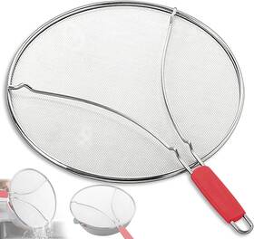 Watermelon05 Brand Plachiday Splatter Screen For Frying Pan And Food Strainer 13 Inch Stainless Steel Red