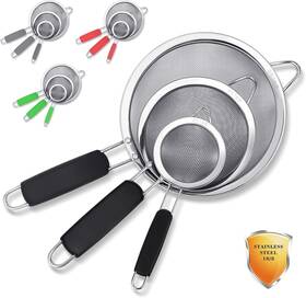 Branded 313042822845 3 Pack Stainless Steel 18/8 Extra Fine Double Mesh Strainers Large Medium And Sm Branded 313042822845 3 Pack Stainless Steel 18/8 Extra Fine Double Mesh Strainers Large Medium And Sm