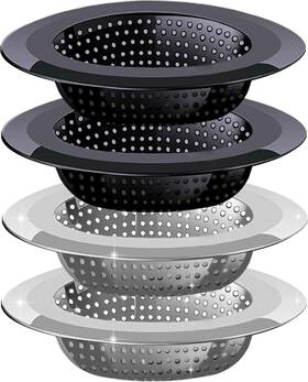 Hal-111 Branded Kitchen Sink Drain Strainer 4 Pack Stainless Steel And Black Mesh