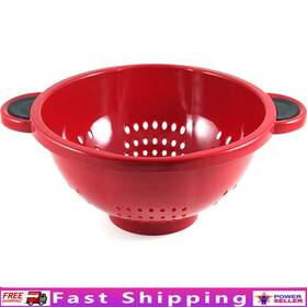 Branded01 445023616662 Durable Plastic Colander With Soft Grip Handles Large Perforations Raised Feet