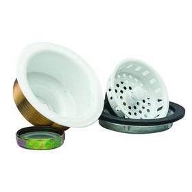 Brasscraft 445038695614 3-1/2 Inch Post Style Basket Strainer With Nut And Washer In White