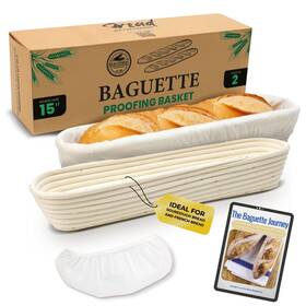B0cgwgbkjb Bread Experience 15 Inch Baguette Proofing Basket Set Of 2 With Cotton Liners And Recipe E B0cgwgbkjb Bread Experience 15 Inch Baguette Proofing Basket Set Of 2 With Cotton Liners And Recipe E