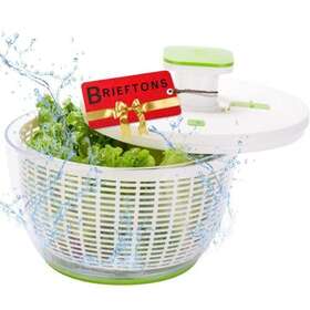 Brieftons 196852351480 Quickpush Salad Spinner Large 6.3-quart Vegetable Washer Dryer Strainer Drai