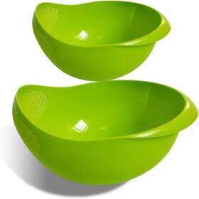 Bowl-1 Brother Yixiu 744110516319 2-in-1 Rice Colander Vegetable And Fruit Cleaning Filter Basket 2piece Sturdy