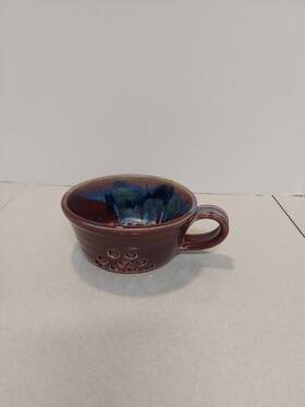 Ceramics4 Bruce Larrabee Ceramics 4.3 Berry Colander With Handle Maroon-multi
