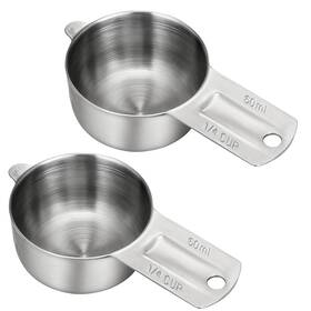 M7aa7nrg Bruislard 746984 1 2pcs 1/4cup Measuring Cup Scoop 60ml 2oz Stainless Steel Silver