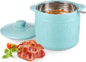 Gylus875118-48 Bstkey Ceramic Bacon Grease Container With Fine Mesh Strainer And Lid 41oz Large Fat