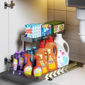 Dzew01 Bulkniu Under Sink Organizer And Storage 2 Tier Sliding Shelf L Shaped