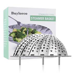 Buylorco 755205735072 Stainless Steel Folding Vegetable Steamer Insert For Veggie And Seafoo