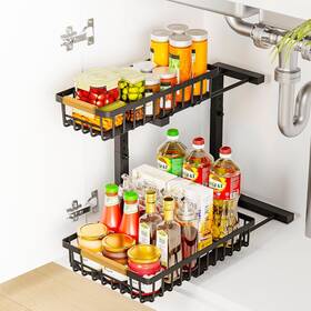 Bxrd-xsc-001 Bxinreda Under Sink Organizers 2 Tier Pull Out Cabinet Style B-1 Pack Black