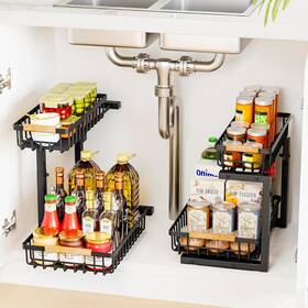 Bxrd-xscj-002 Bxinreda Under Sink Organizers 2 Tier Pull Out Cabinet Style B - Pack Black