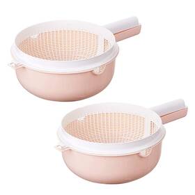 109hg49yy1519 Cabilock 2pcs Double Layers Portable Washing Basket With Handle Multifunctional Fruit